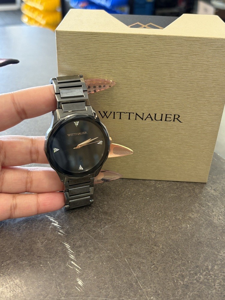 WITTNAUER WN3095 W/42MM BLACK DIAMOND DIAL STAINLESS STEEL WATCH BAND