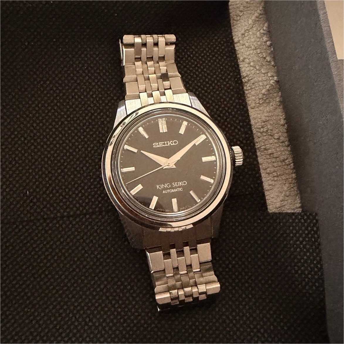Seiko King Seiko SPB283 Automatic 37mm Black Dial Stainless Bracelet Box Papers