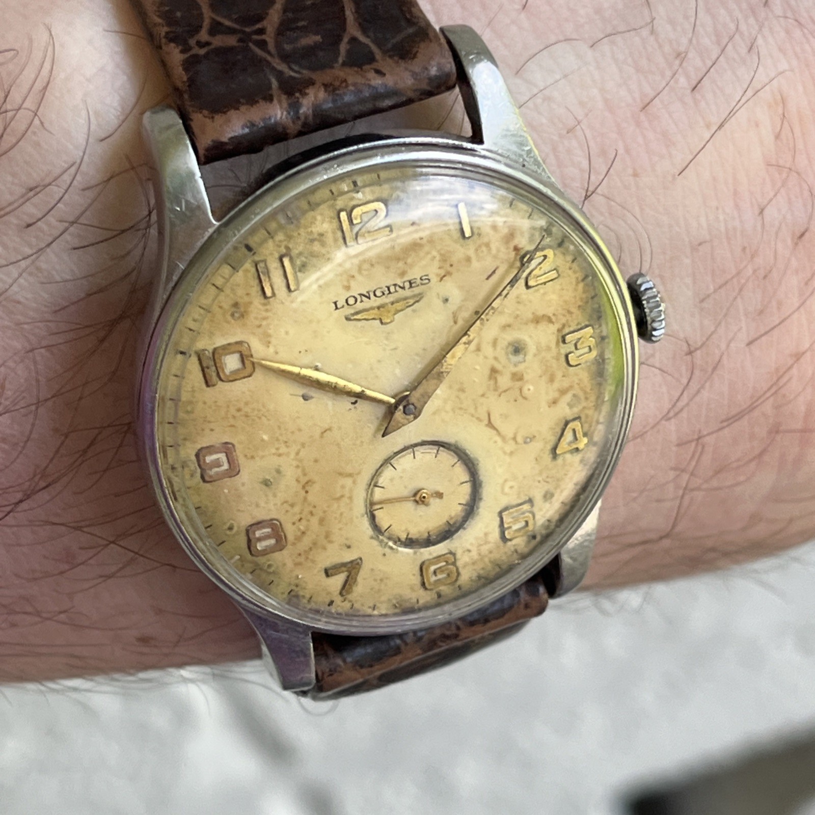 Vintage Longines Watch 5356 Manual Cal.12.68Z Swiss Military Calatrava Tropical