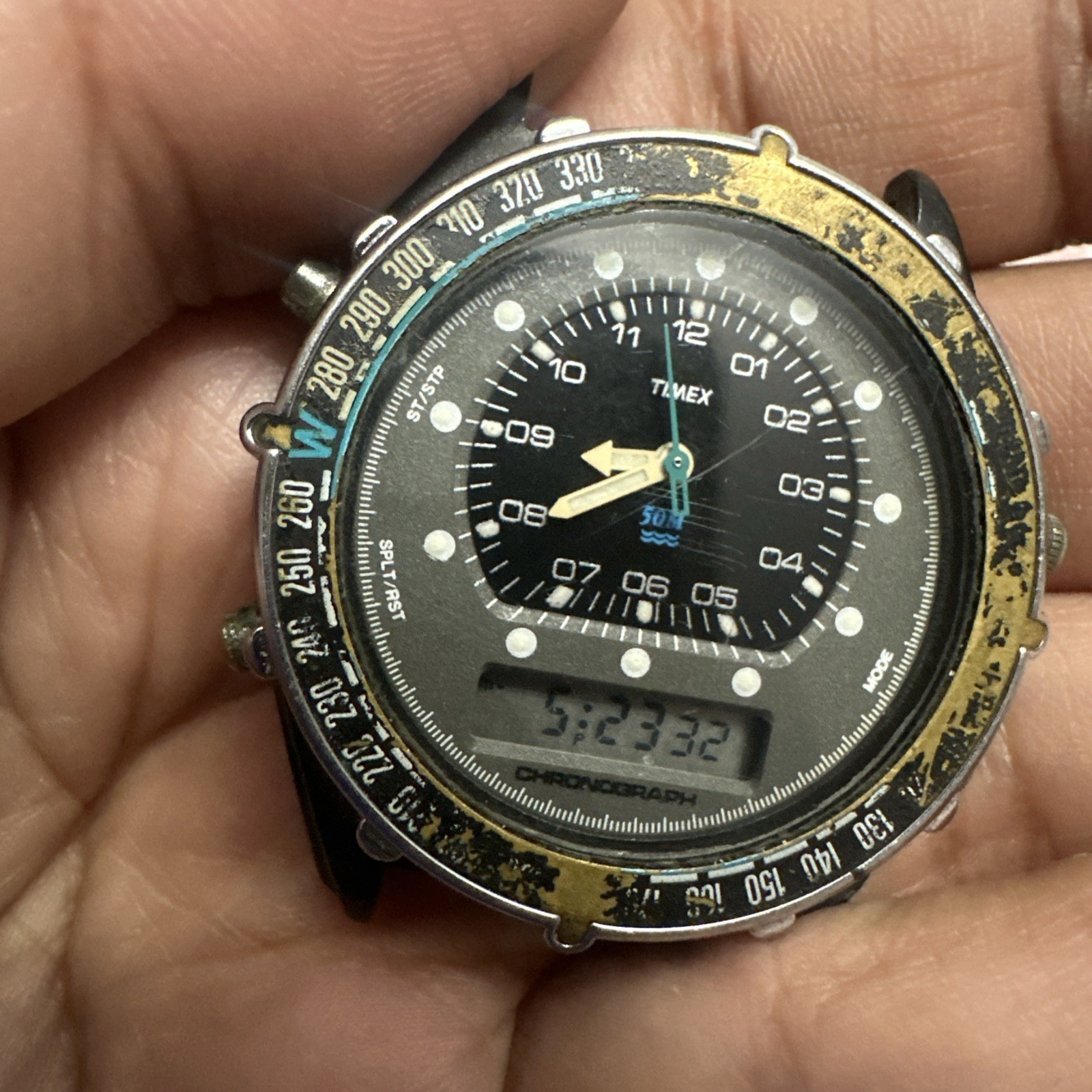 Works Timex B29 CHRONOGRAPH Aviation Mens Watch 38mm Rare- Need Buttons Cleanup