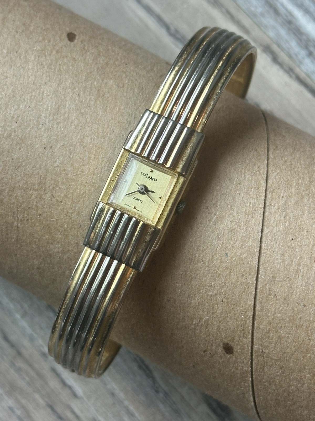 LA Express Ladies Watch Small Size Clamp Square Face No Numbers