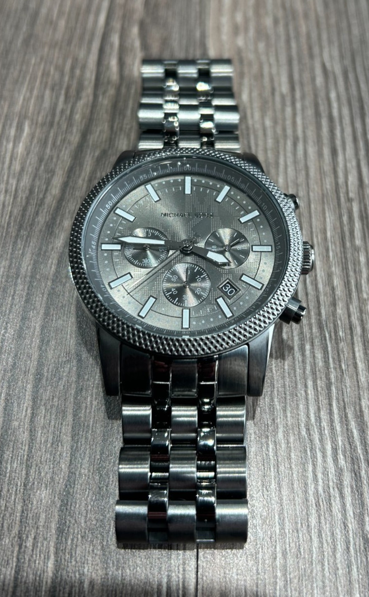Michael Kors MKO-1164 Chronograph Quartz Hutton Gun Metal Stainless Steel 100m