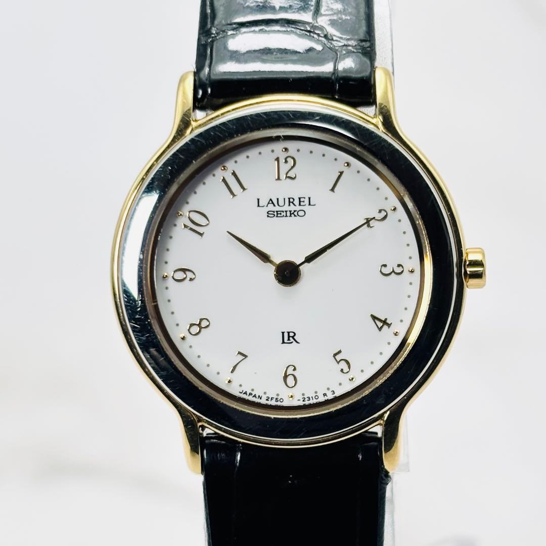 SEIKO LAUREL 2F50-0740 Quartz Silver White Watch From Japan