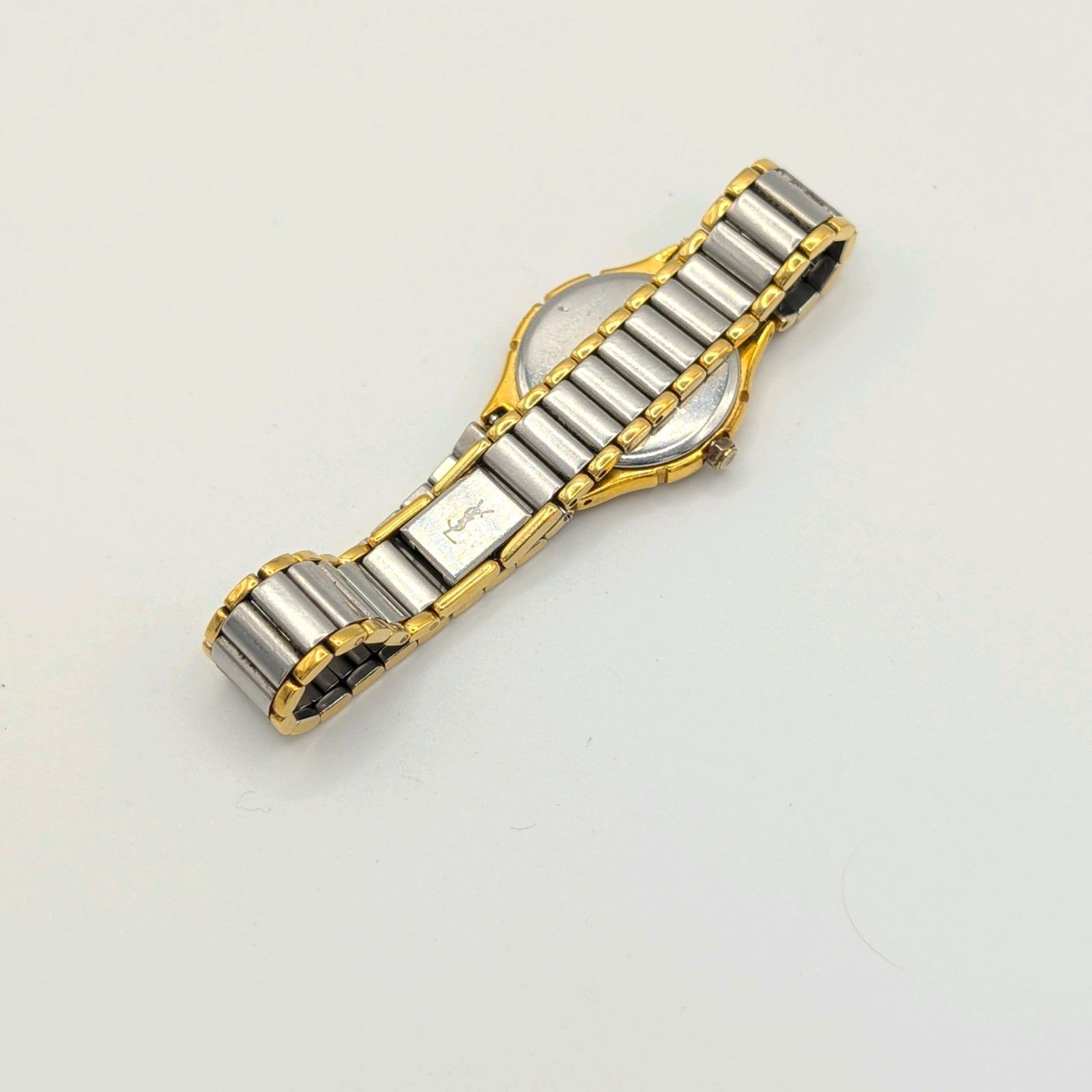 Yves Saint Laurent YSL Vintage Quartz Watch Two Tone Date Japan Gold & Silver