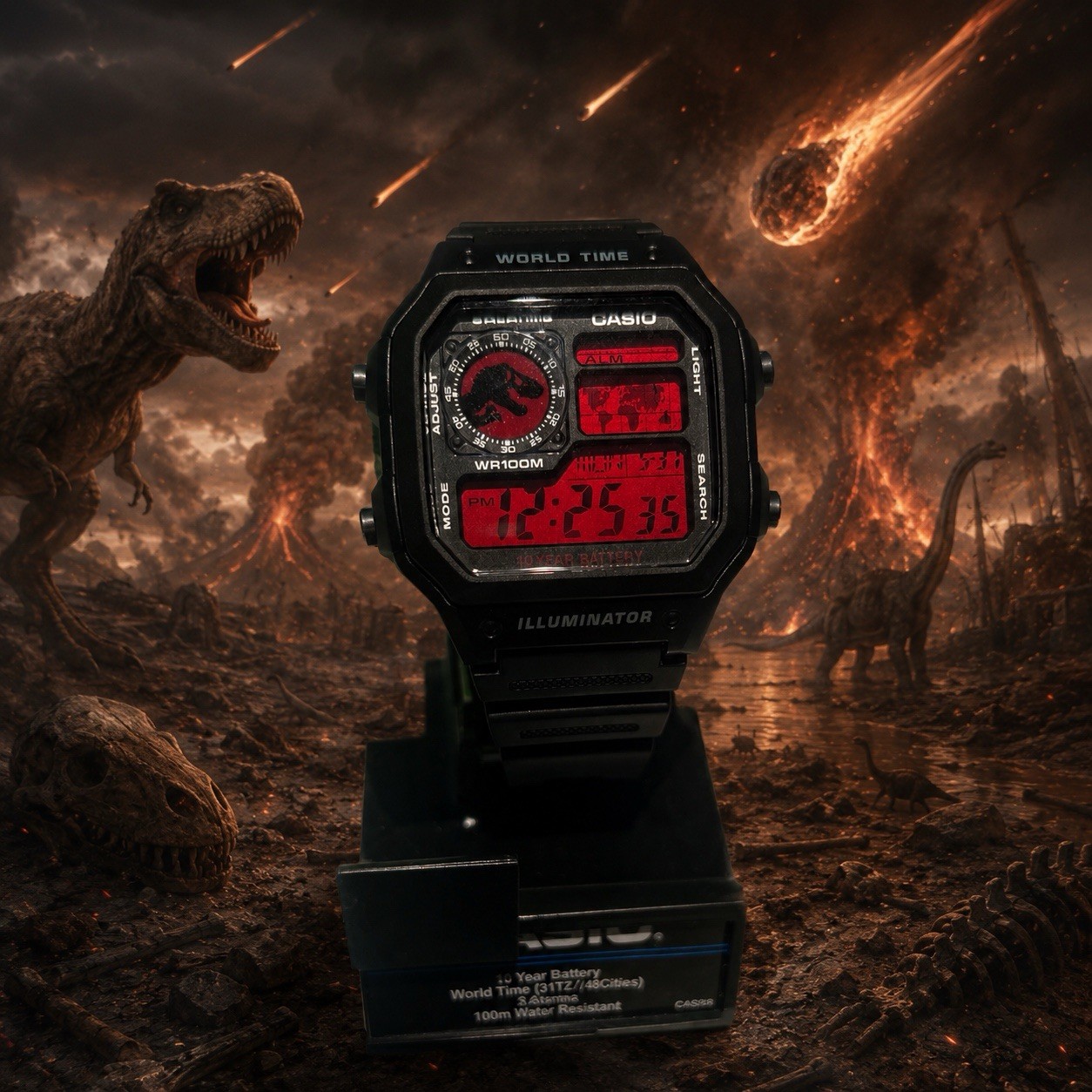 🔴🦖 CASIO AE-1200WH “Jurassic Rebirth” Red Edition | Custom Royale Watch MOD