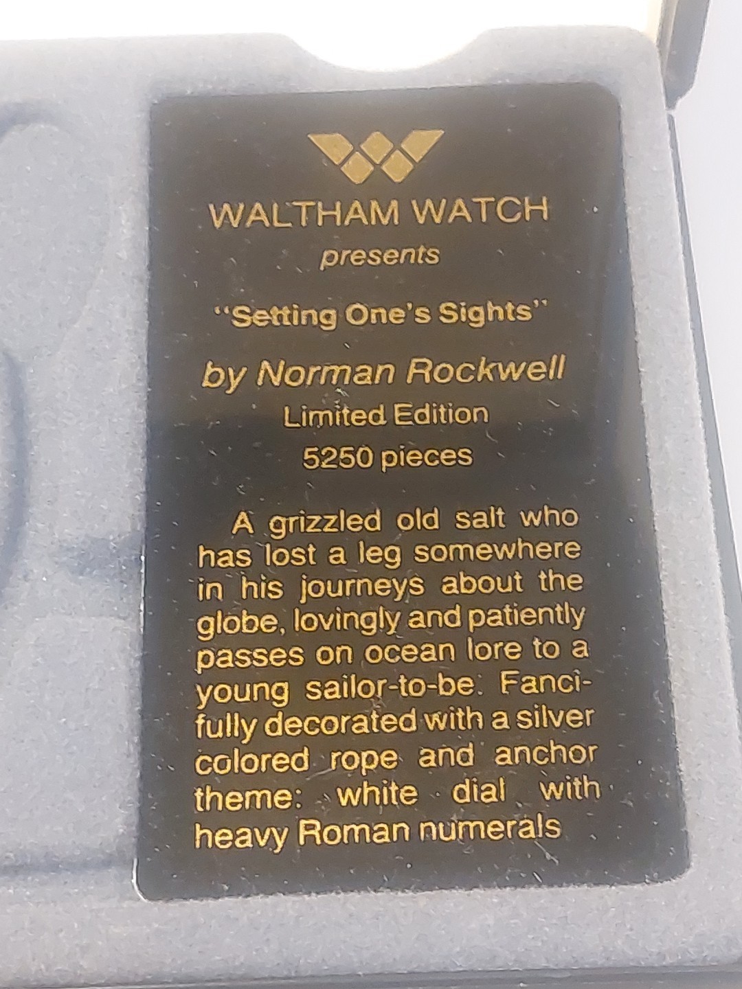 Waltham Limted Edition Norman Rockwell Watch, Untested