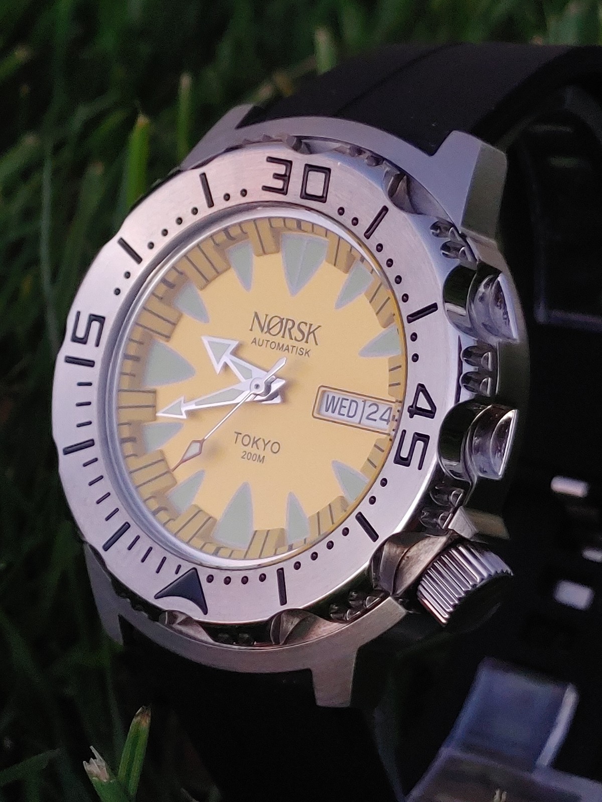 Automatic Sea Monster Watch, Norsk, Diver, Seiko NH36a movement Yellow LAST ONE