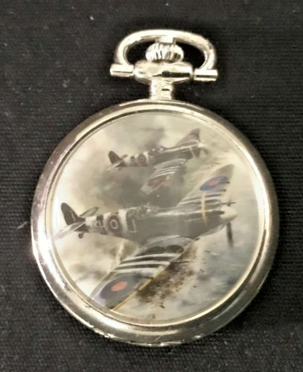Spitfire Pocket Watch D-Day RAF 64 Sqn Tony Cooper Working Skeleton