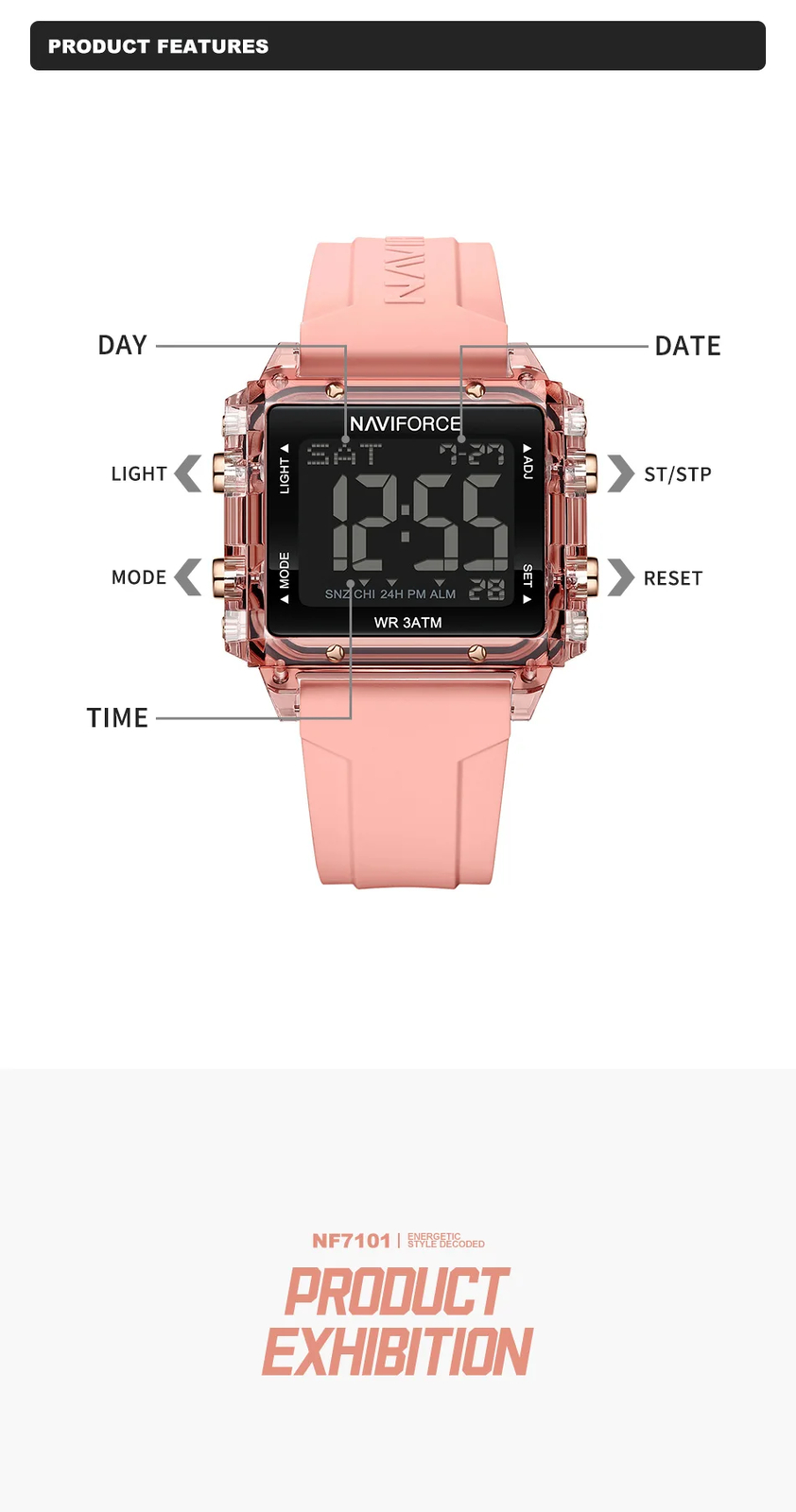 2025 New Design Women Watch Silicone Strap LED Digital Sports Fashion Casual