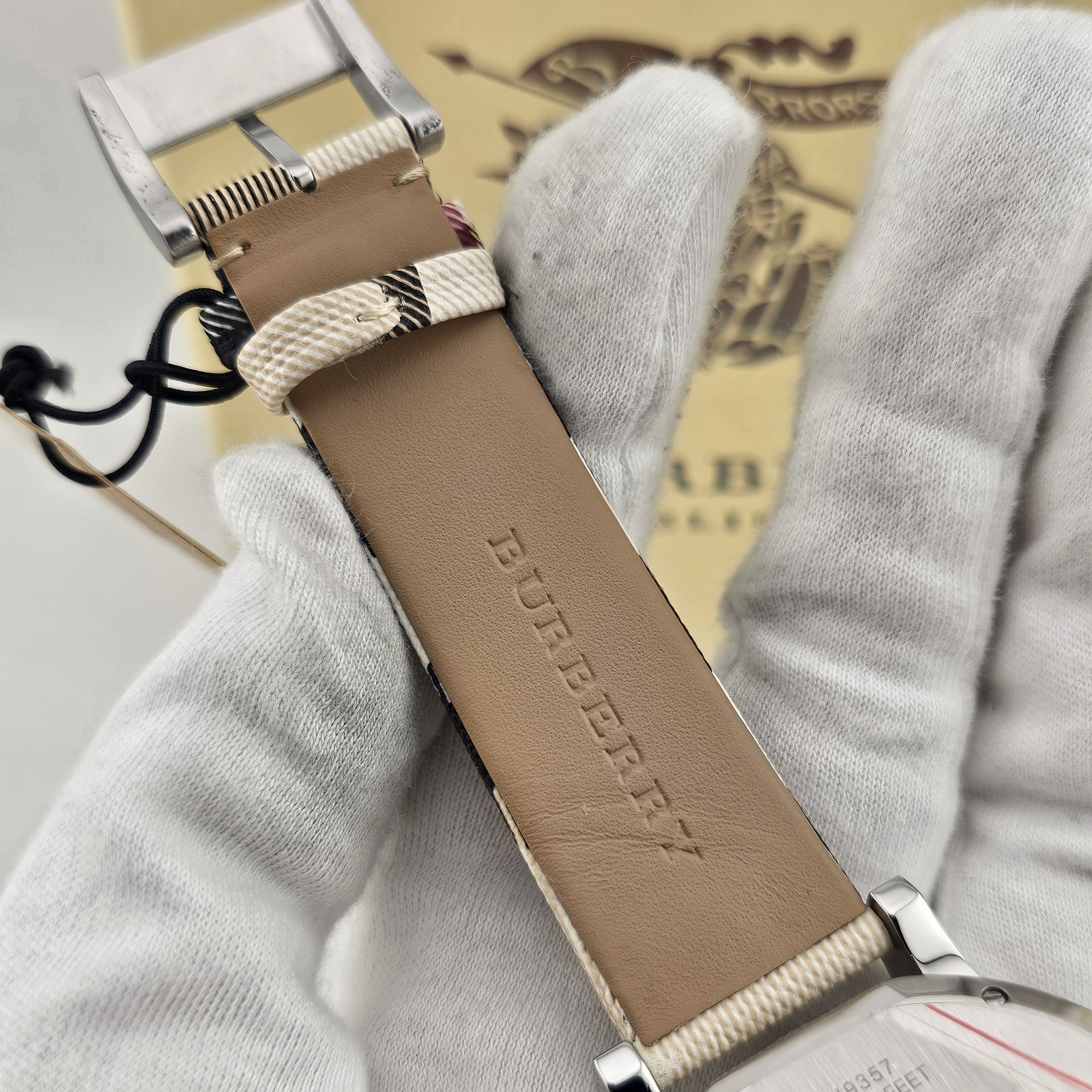 NEW BURBERRY BU9357 MENS WATCH MULTICOLOUR LEATHER FABRIC STRAP SILVER DIAL UK