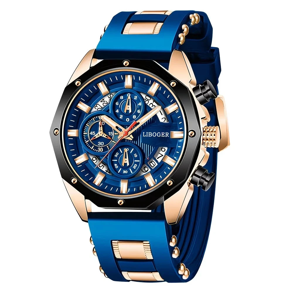 Casual Dress Men’s Analog Quartz Watch Fashion Stainless Steel Chronograph
