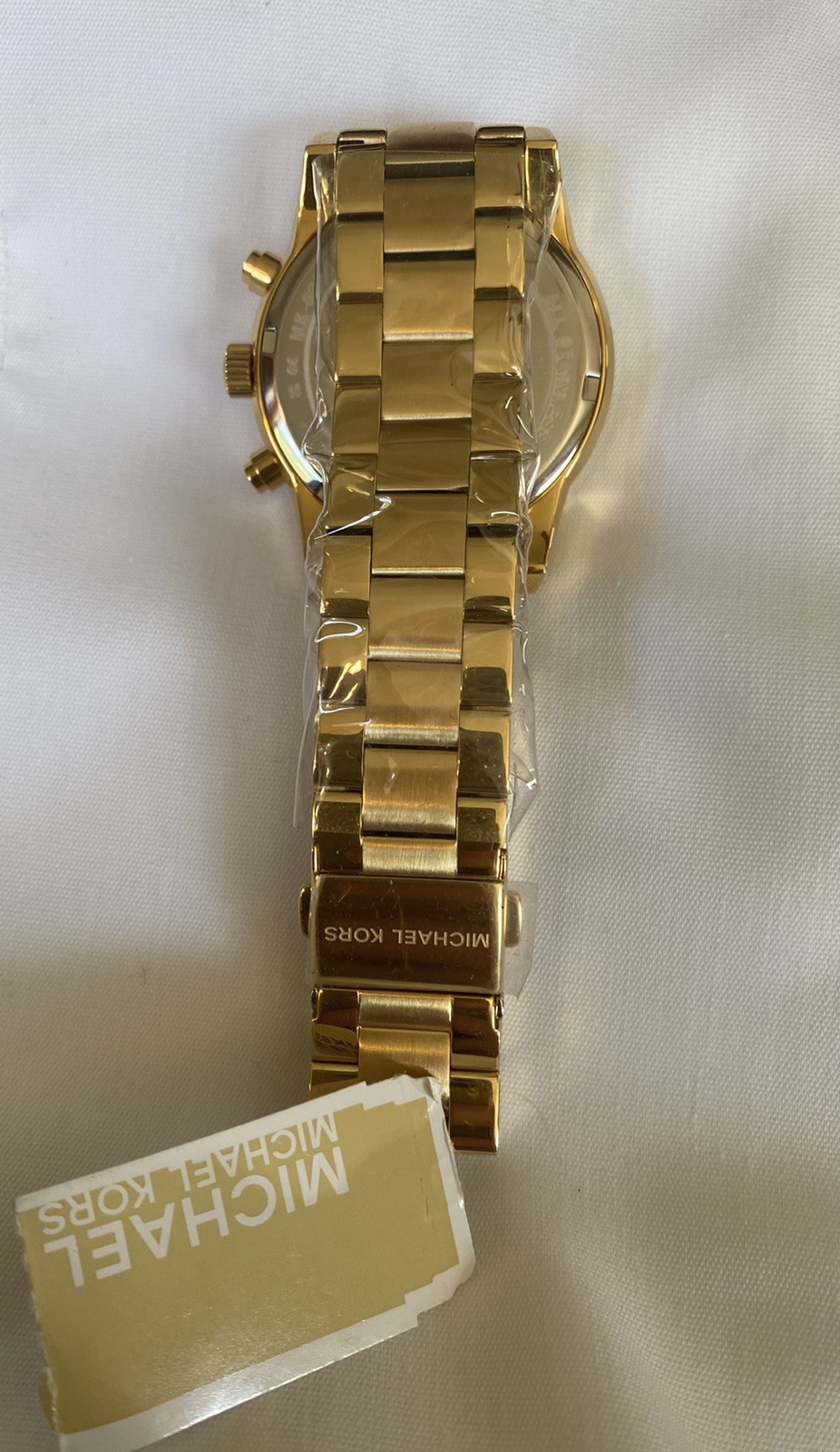 Michael Kors MK6356 Ritz Chronograph Gold Dial Women’s Watch Pave Crystal NWT
