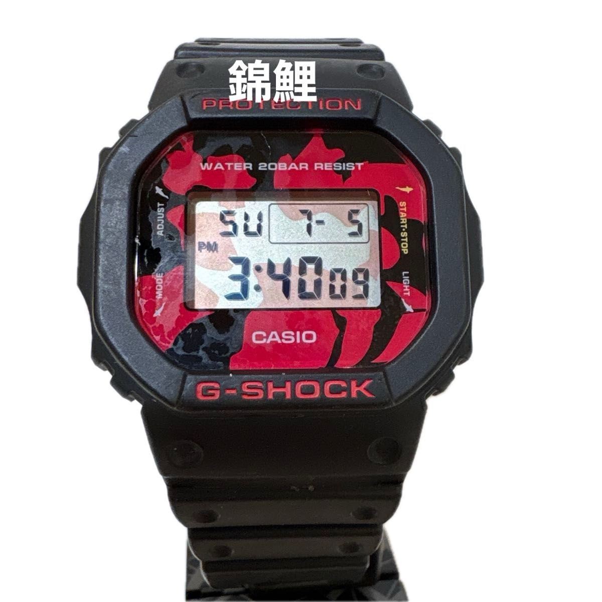CASIO G SHOCK DW 5600 Red Camouflage Digital Wristwatch Used Working Condition N