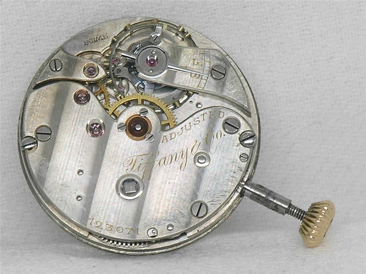 VERY HIGH GRADE 29MM TIFFANY AGASSIZ 17 JEWEL WATCH MOVEMENT & DIAL, RUNNING!