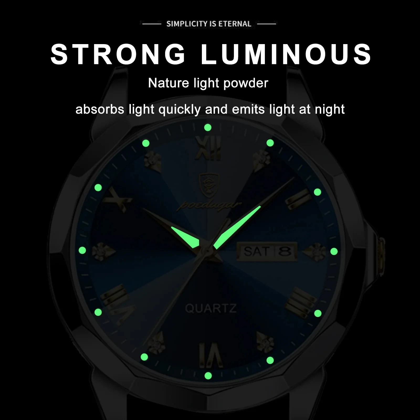 POEDAGAR 810 Men’s Luxury Quartz Watch Waterproof Luminous Date Week Sport