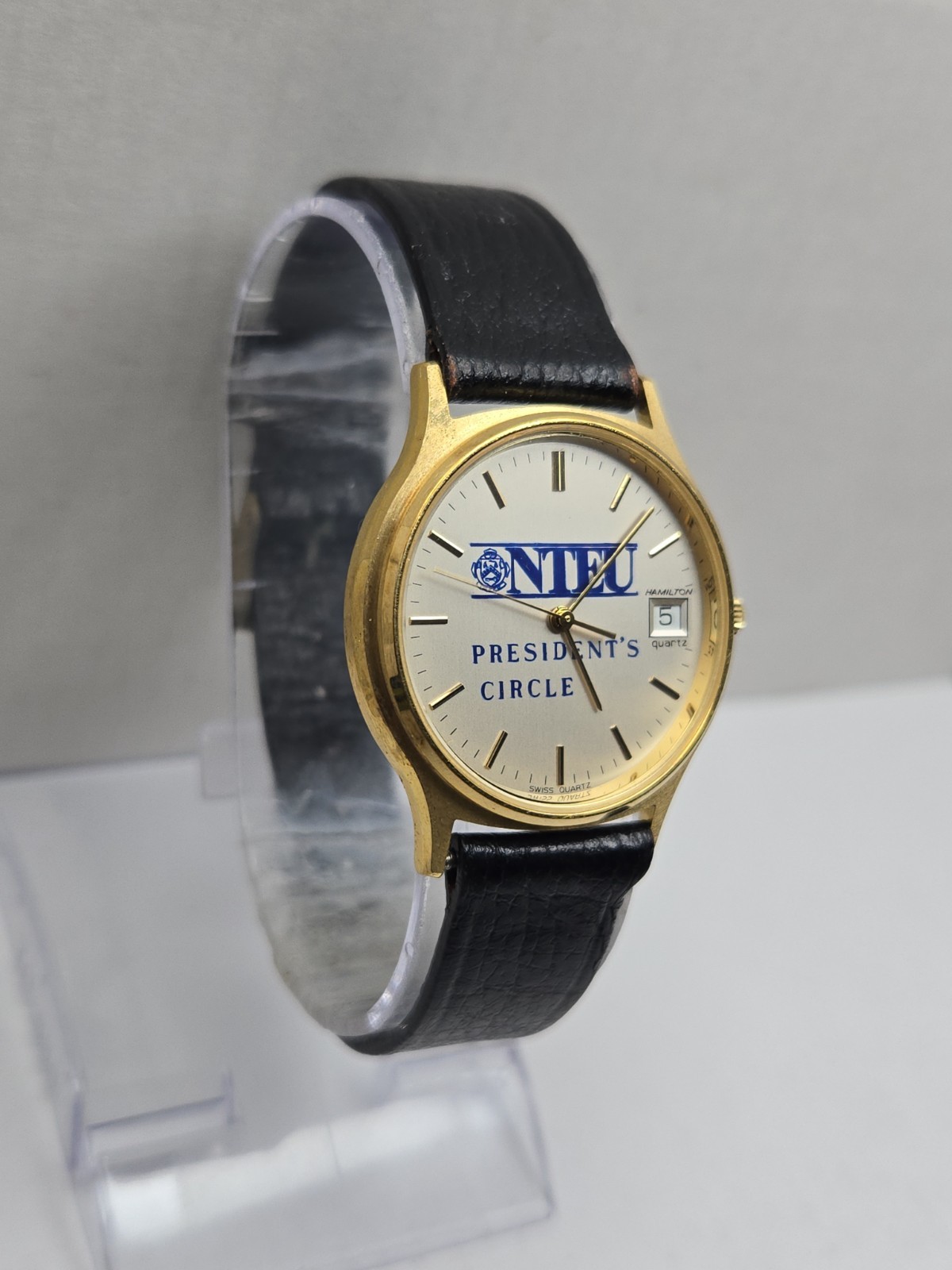 Hamilton 9812 NTEU Presidents Circle Swiss Quartz Date Watch New Battery Vintage