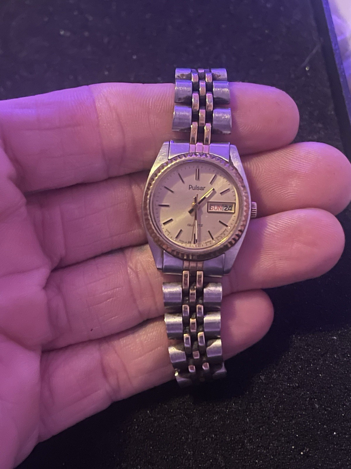 3 Pulsar Quartz Women’s Day/Date Two-Tone Metal Bracelet Watch Black/Silver Dial