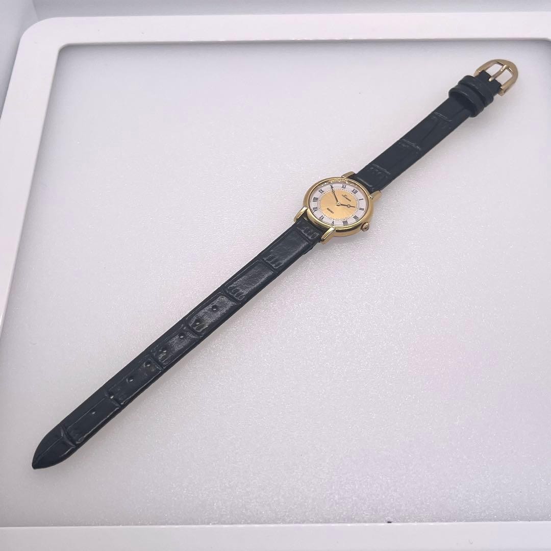 New battery included. SEIKO Lespoir watch, Roman guilloché gold.