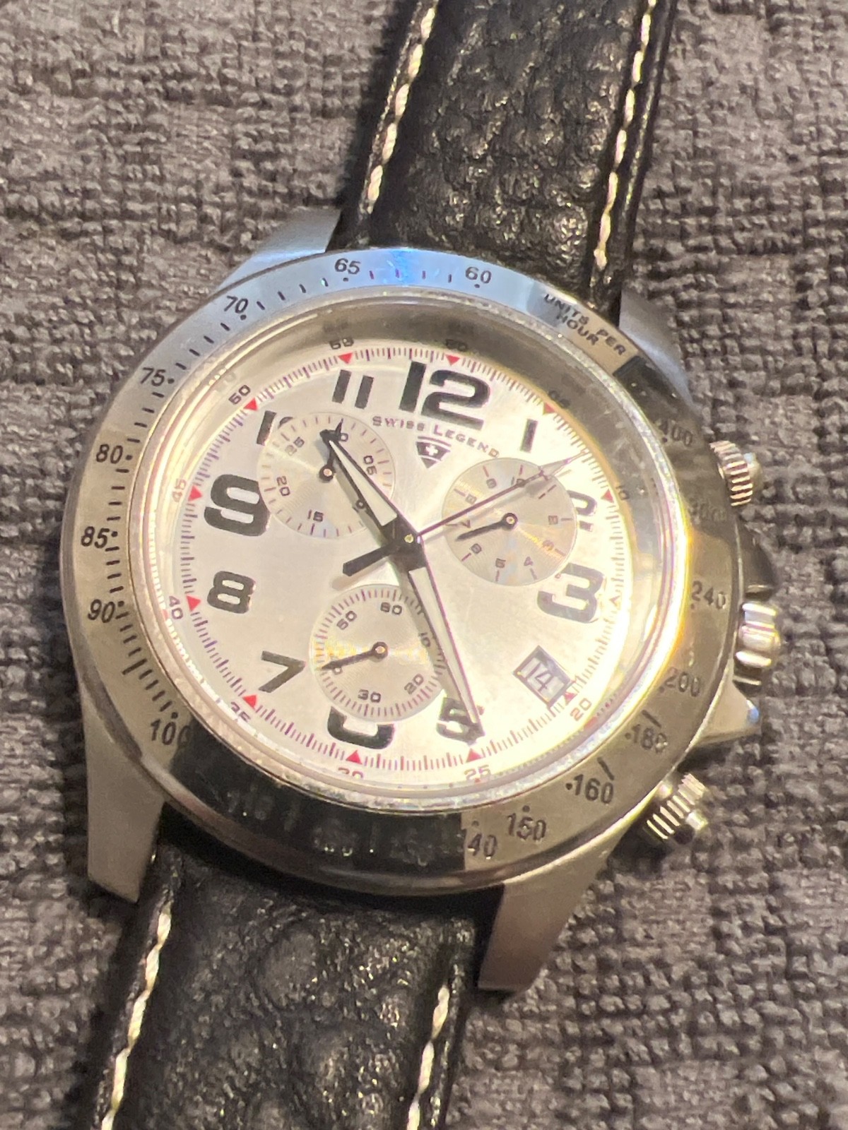 Swiss Legend Swiss Legend Eograph 47mm Silver Dial Silver Case Leather Strap