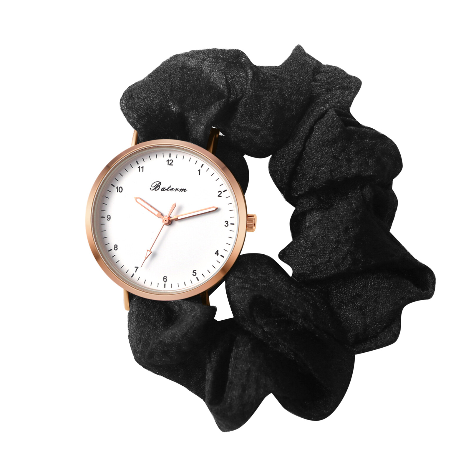 Womens Ultra Thin Elastic Scrunchie Bracelet Watch Round Analog Dress Wristwatch