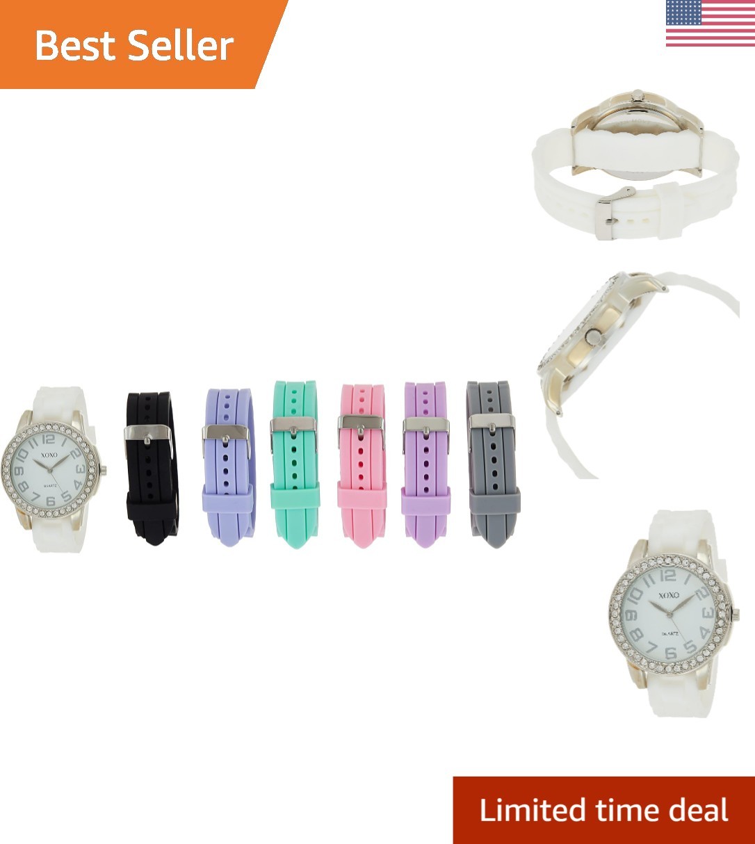 Versatile Women’s Silver-Tone Watch with Crystal Accents & Adjustable Fit