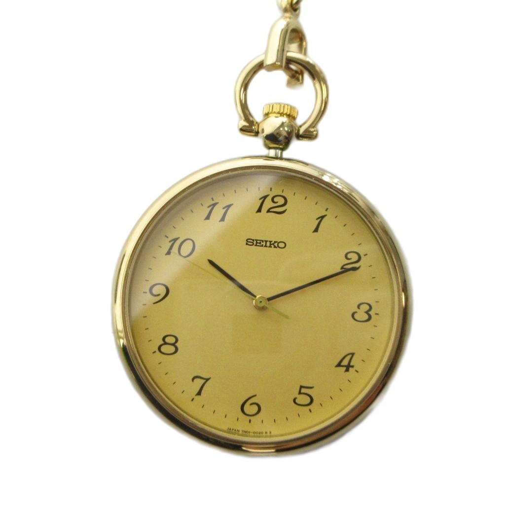 Seiko 7N01-0020 Quartz Pocket Watch Gold 35mm AB Vintage Condition