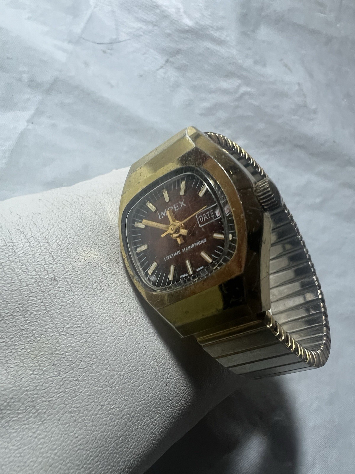 impex watch,vintage, lifetime Main Spring,date, brown design face, ladies, manua