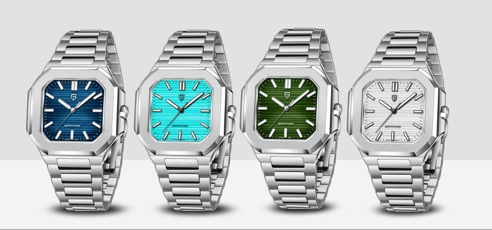Men’s Quartz Square Watch Japan VH31 Movement Sapphire Glass Waterproof Luminous