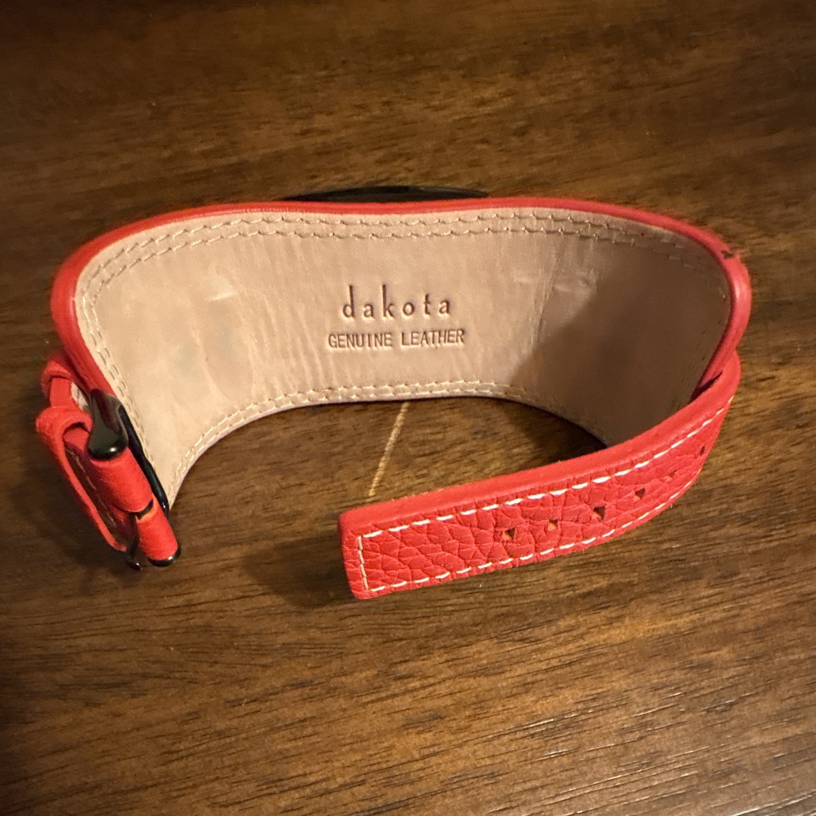 Dakota Women’s Quartz Analog Watch Red Dial Black Rectangle Case Leather w/ Box
