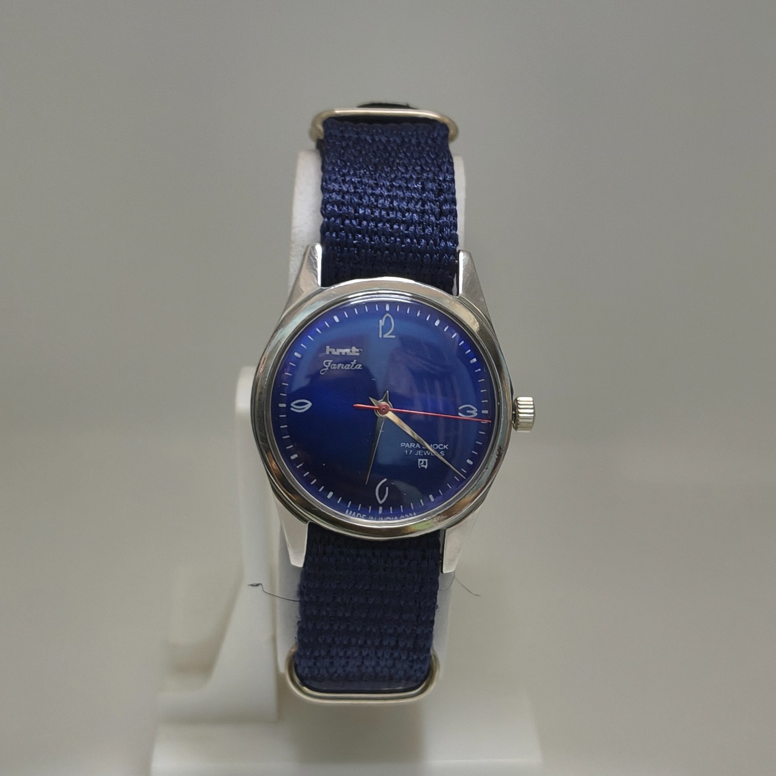 Vintage HMT Janata 17 Jewel Hand Wind Mechanical Watch Blue Dial