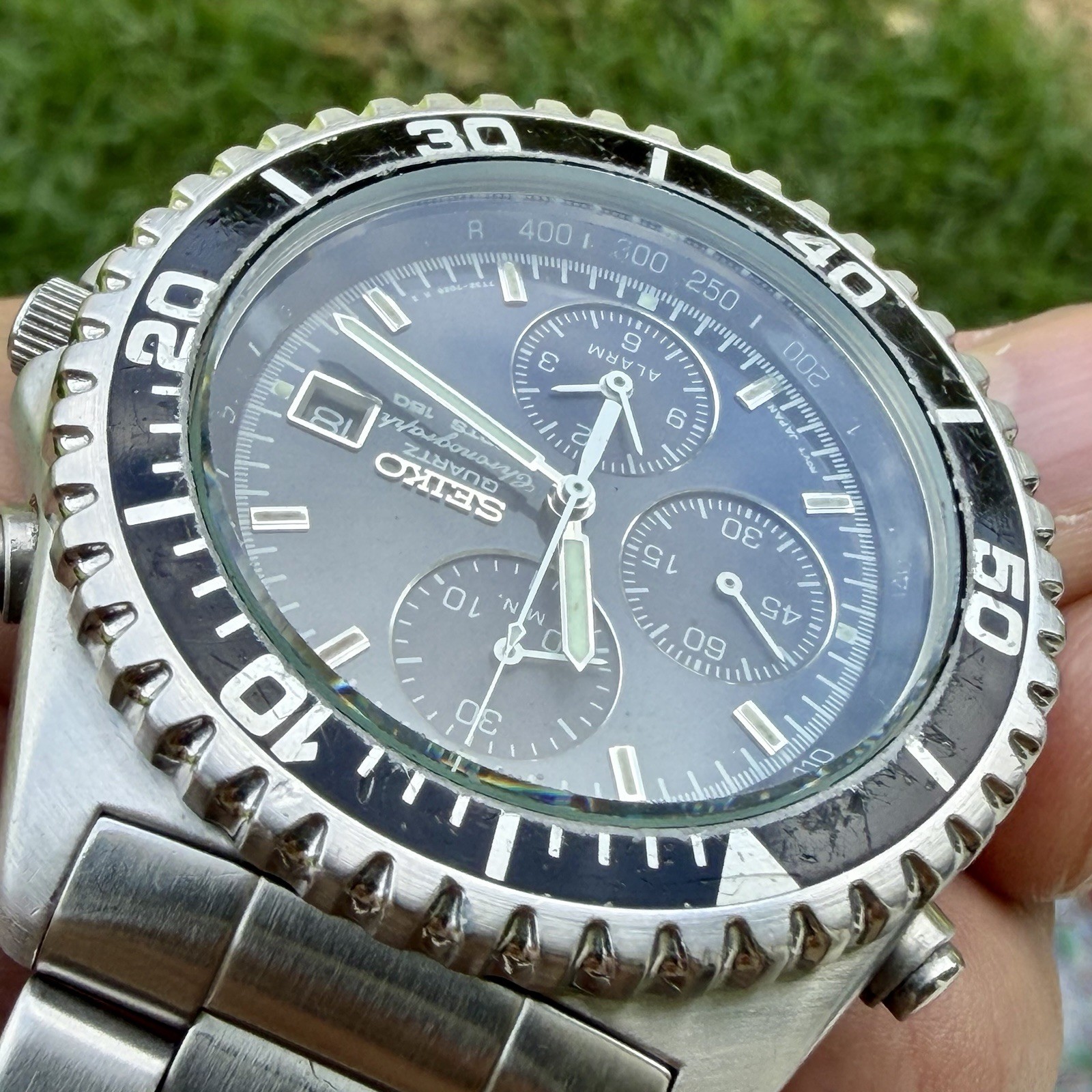 SEIKO 7T32-7C20 Sports 150 Diver Chronograph Quartz Men’s 41mm Watch RUNS!