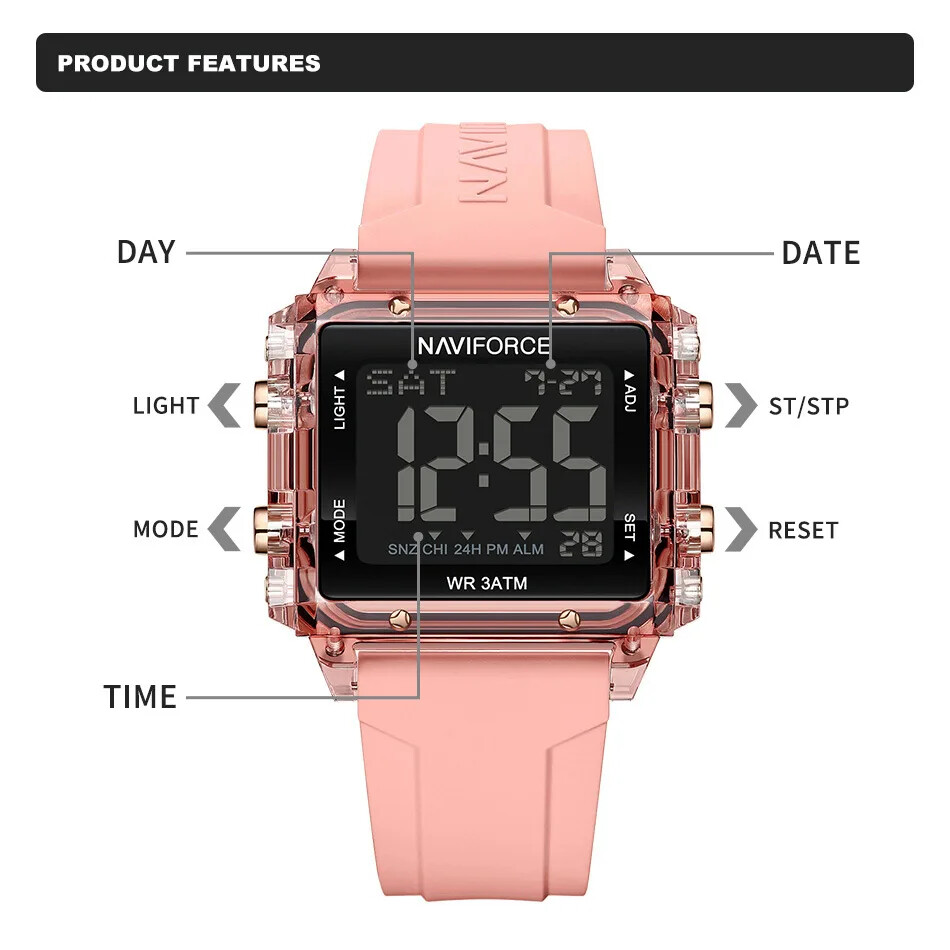 2025 New Design Women Watch Silicone Strap LED Digital Sports Fashion Casual