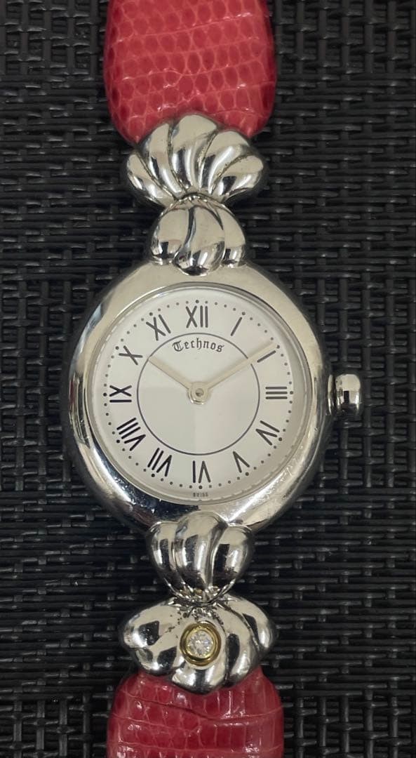 B TECHNOS Women’s Watch Silver 925 Red Belt