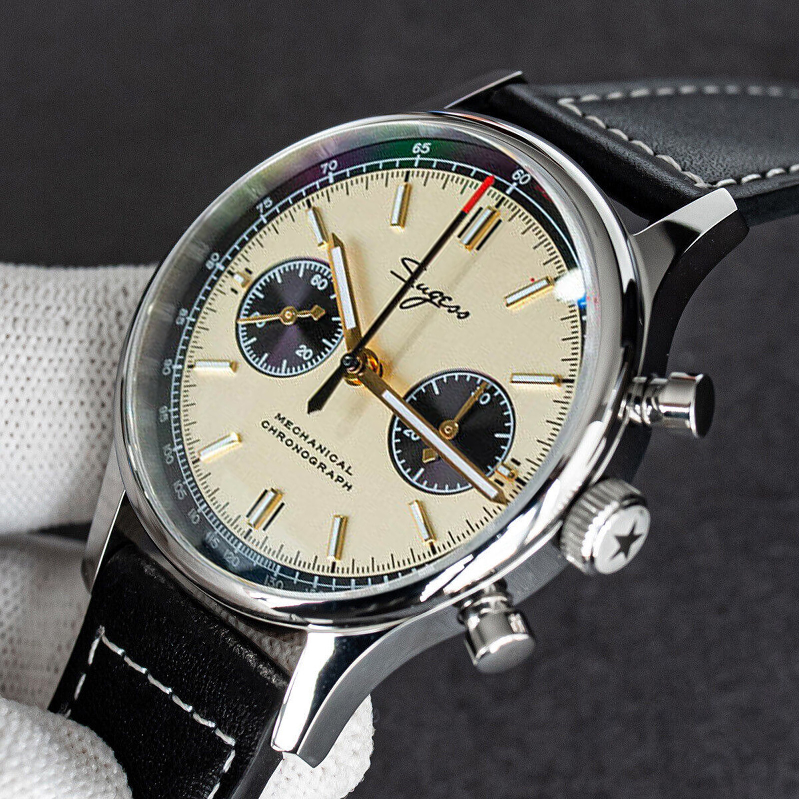 Sugess Chrono Heritage SWANNECK Panda Dial Chrono Watch SEAGULL 1963 SUPANK301SN