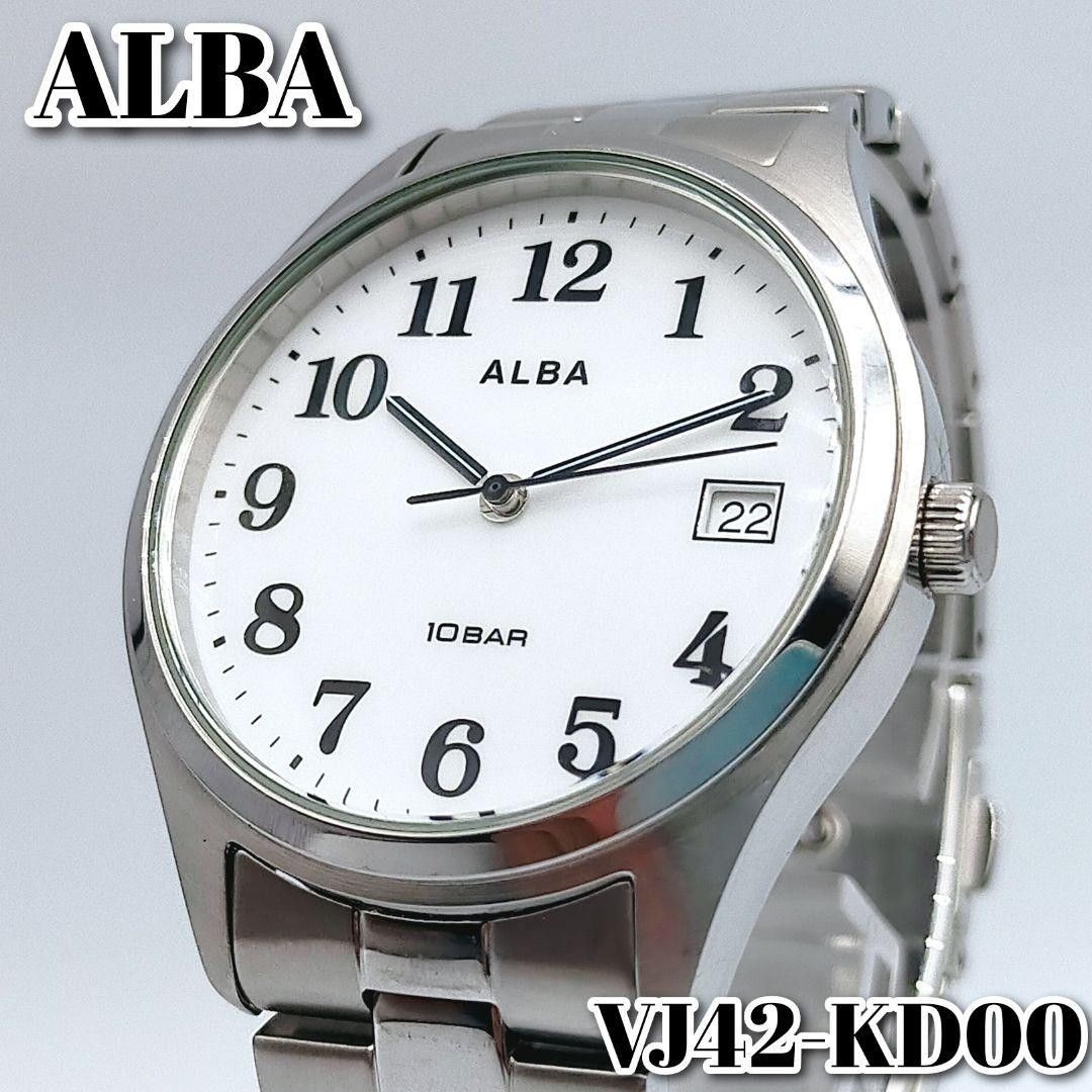 SEIKO ALBA VJ42-KD00 Mens Quartz Watch 10 ATM White Round Battery Replaced