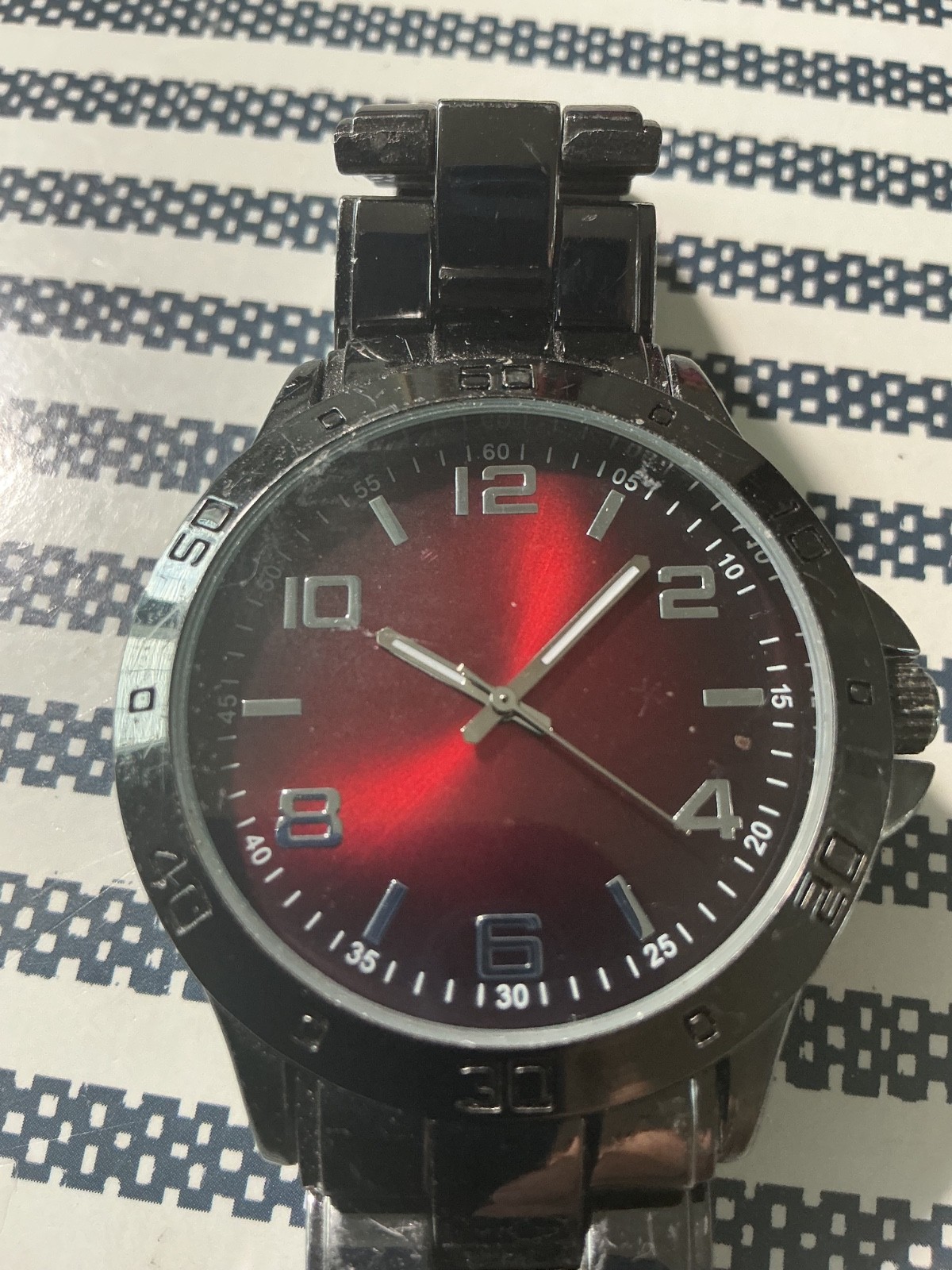 allude watch FMDLA599 gun metal grey band red dial new battery. Running
