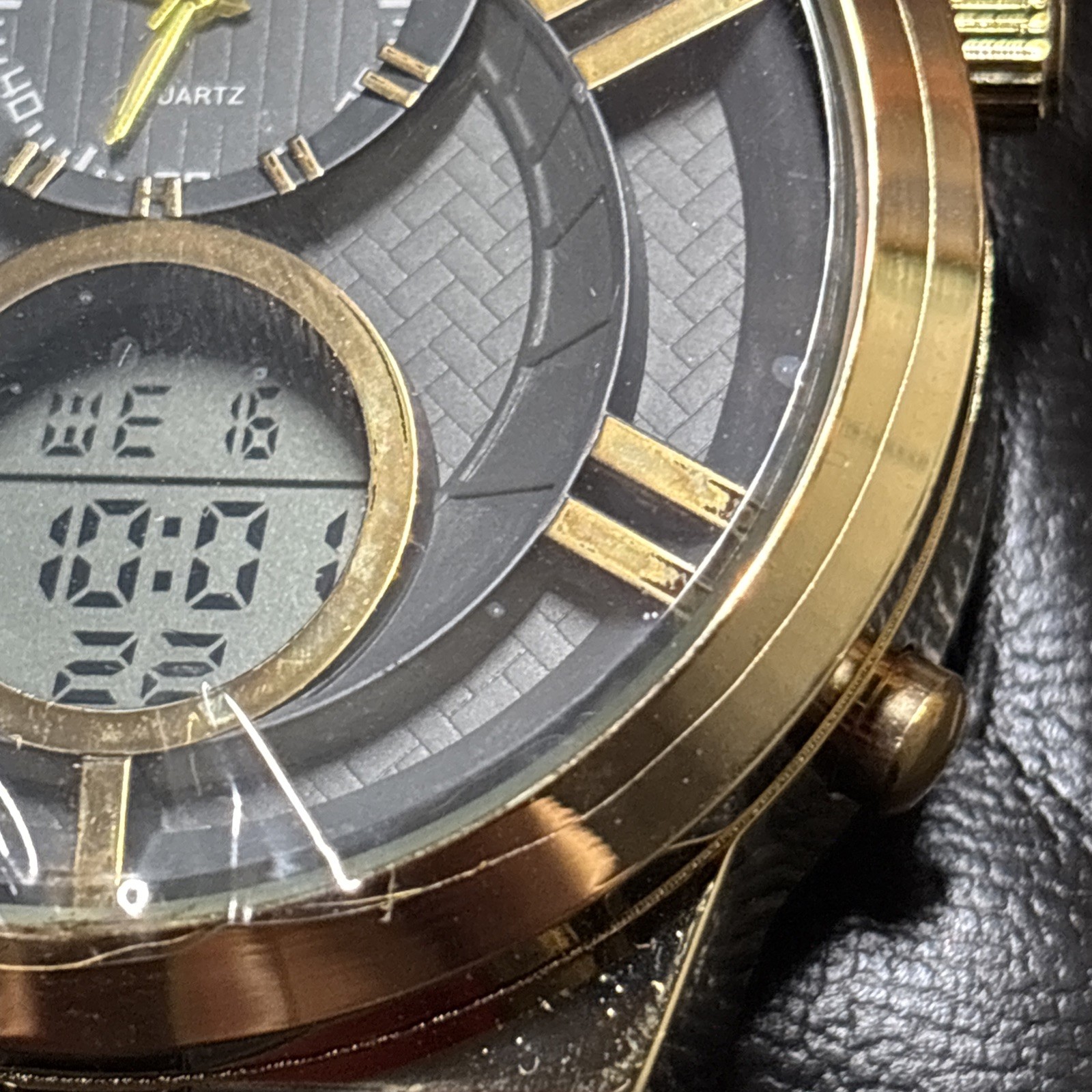Axiom Men’s Gold Tone Grey Dial Analog & Digital Large Watch