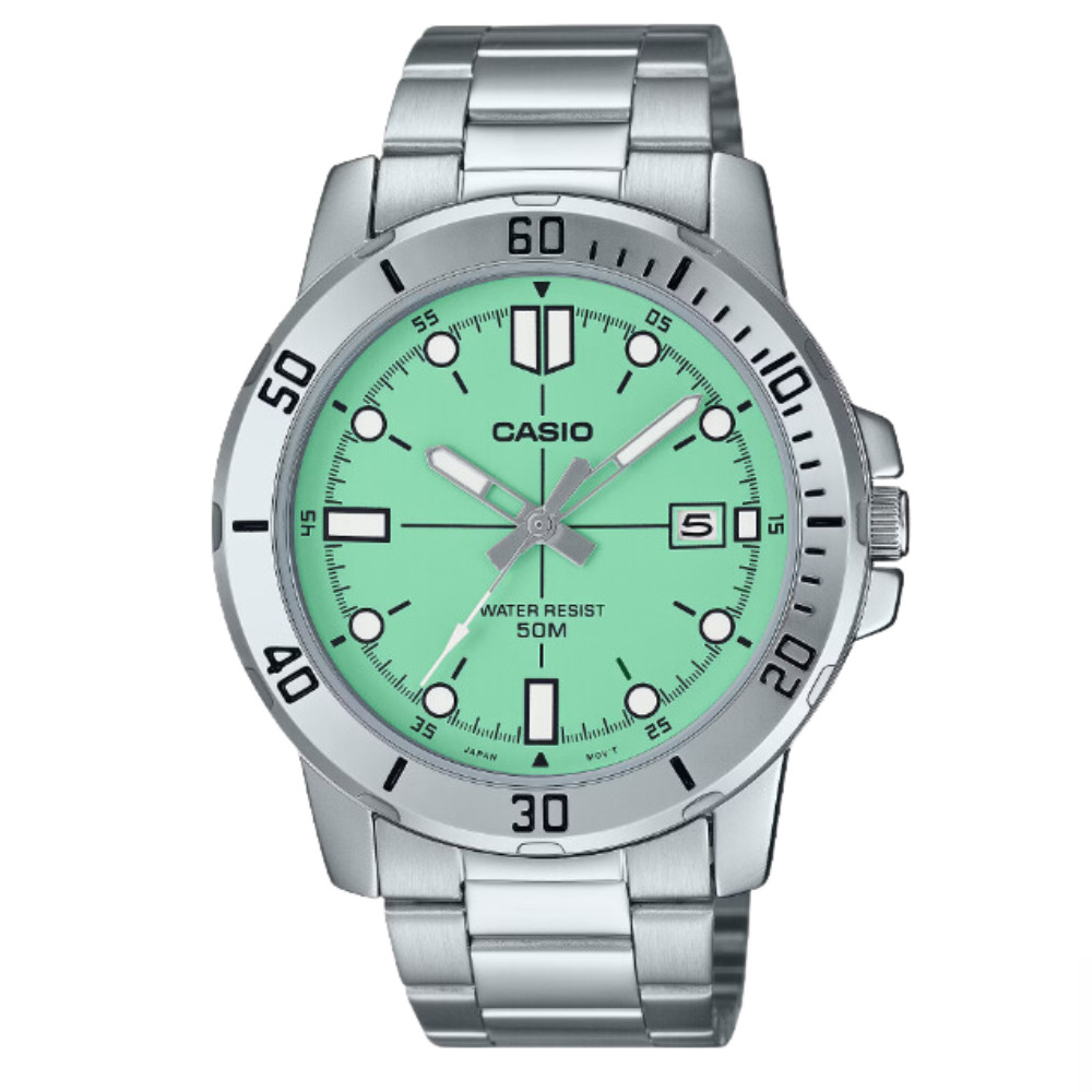 Casio Stainless Steel Green Dial Japan Mov’t Quartz MTP-VD01D-3E1V Mens Watch