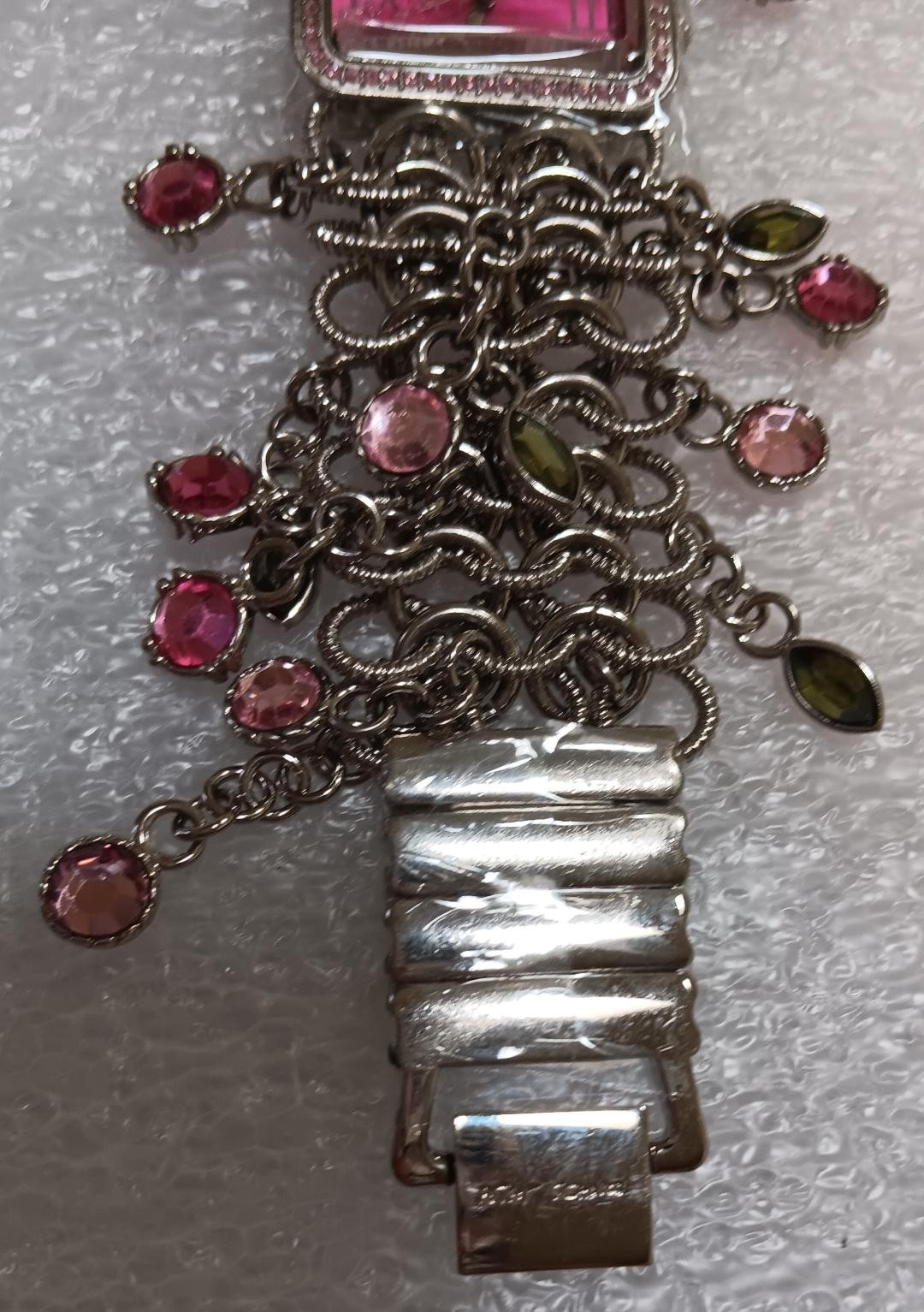 Betsey Johnson Women’s BJ4011 Fashion Hanging Stones Silver-tone Bracelet Watch!