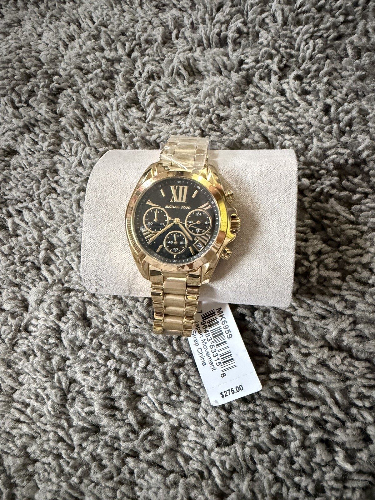 MICHAEL KORS MK6959 Bradshaw Chronograph Black Dial Ladies Watch BNWT G/Box $275
