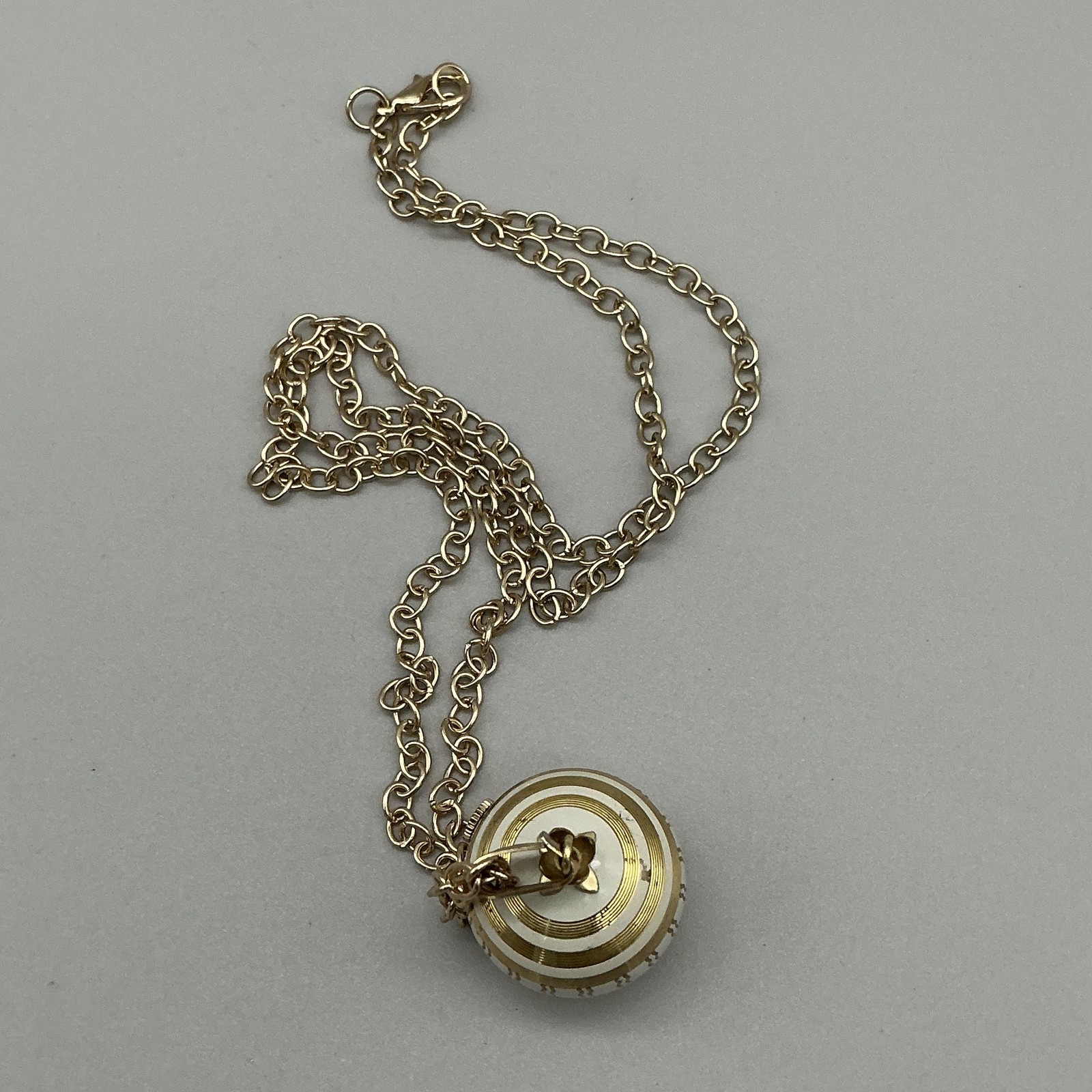 Vintage Caravelle Pendant Ball Orb Watch Womens 29mm Enamel Manual Wind Swiss