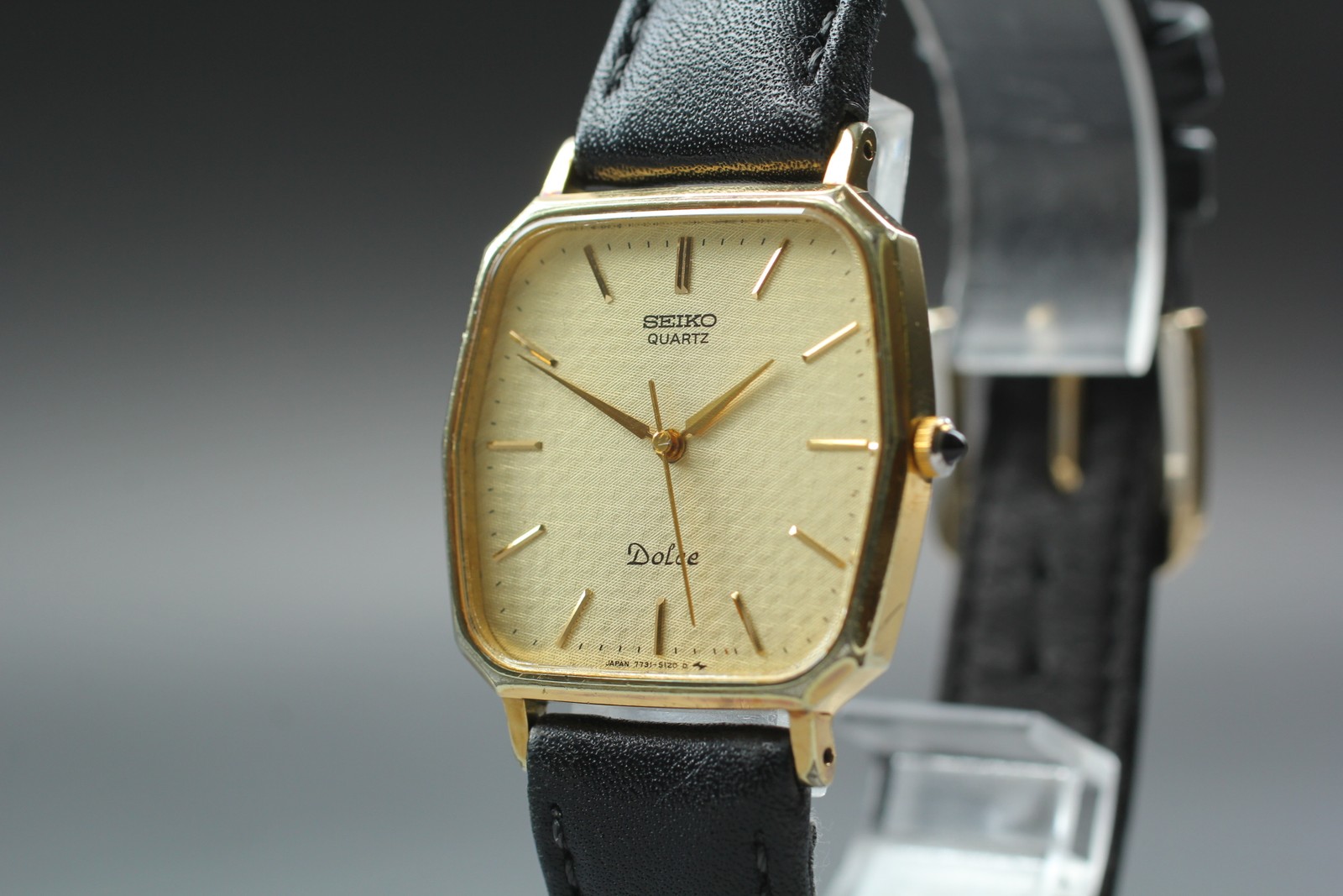 Vintage 1984 [Exc+5] Seiko Dolce 7731-5120 Gold Dial 29mm Quartz Men’s Watch