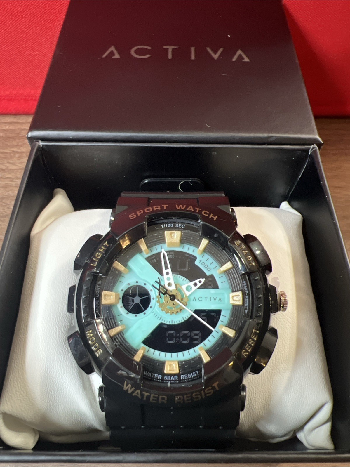 W-8 ACW499-009 ACTIVA Pixel X Invicta Digital Men’s 50mm. Black/Ice Blue.