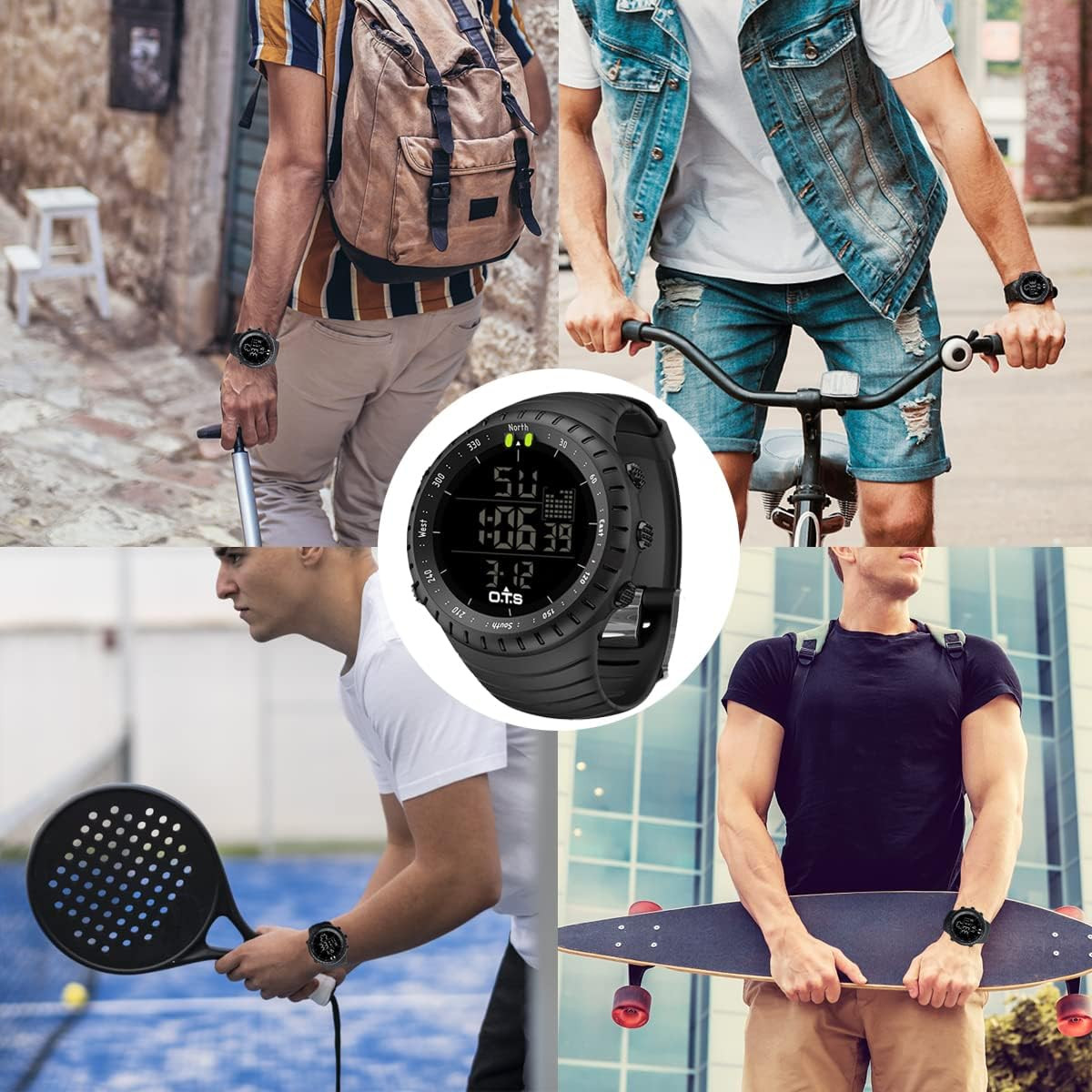 PALADA Men’S Digital Sports Watch Waterproof Tactical Watch with LED Backlight W