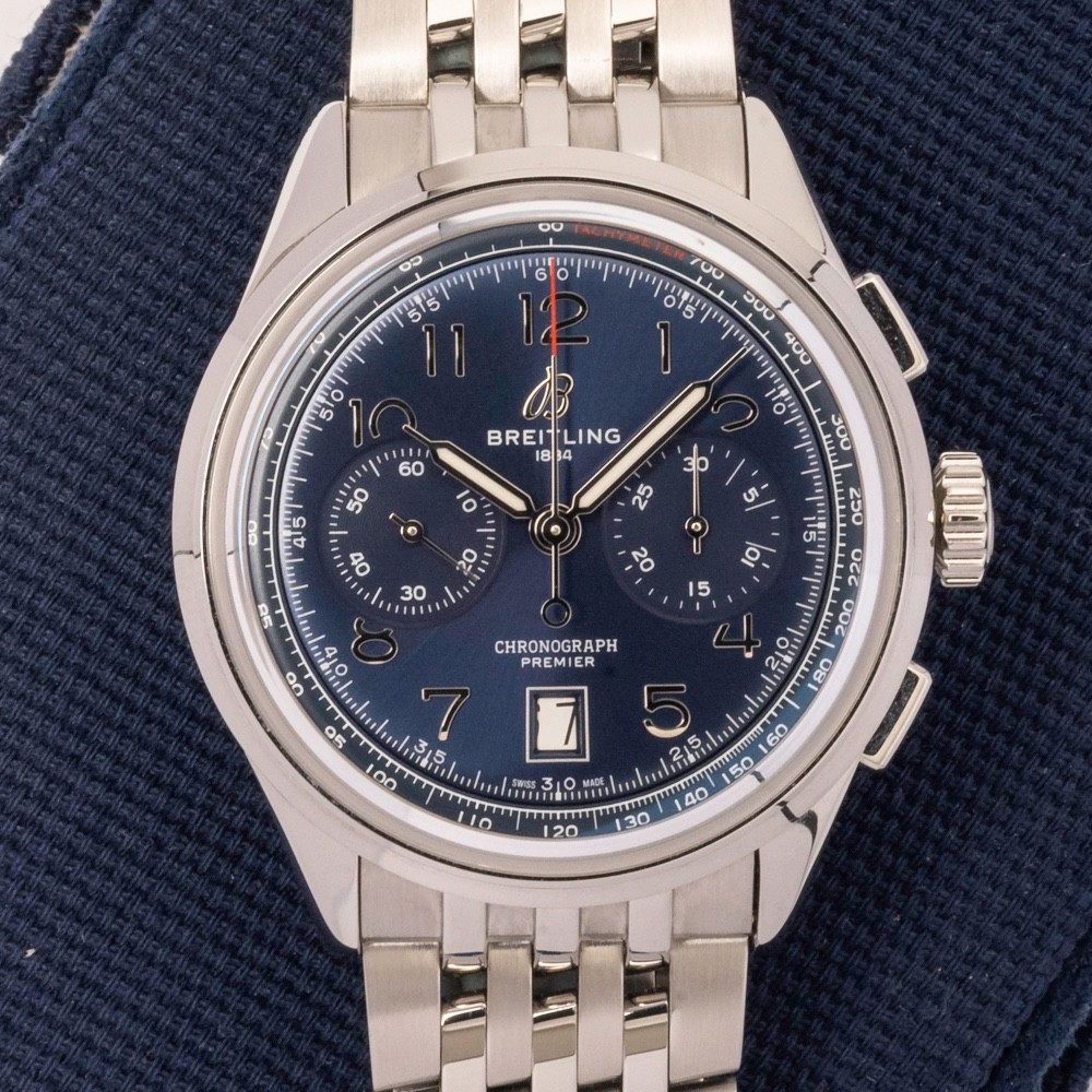 BREITLING Premier Chronograph Blue Dial AB0145171C1A1 with both straps March 24