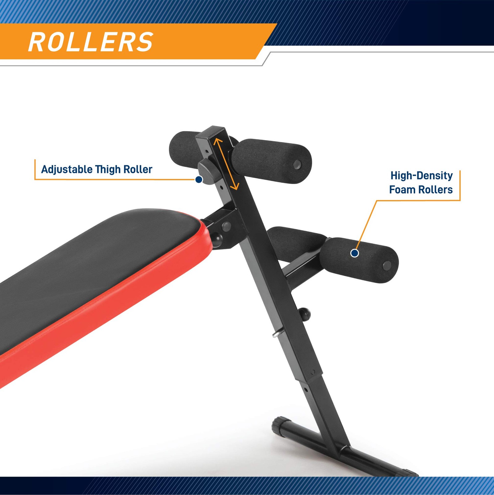 Marcy Utility Slant Board w/ Headrest – 29.00 x 18.00 x 59.00″, Black/red