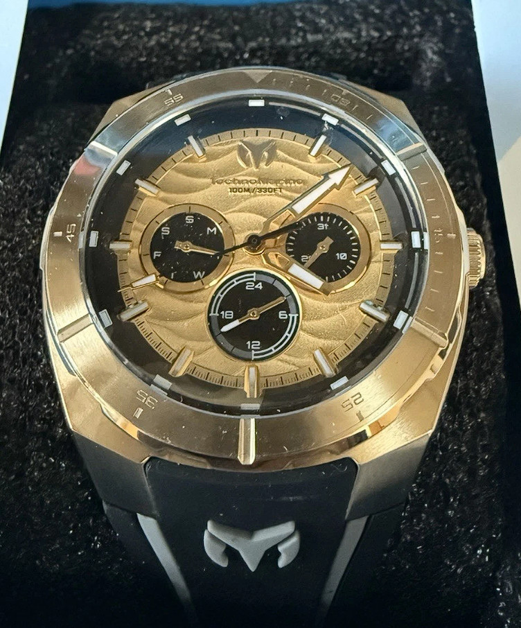 🔥 NEW TechnoMarine Cruise Legend Men’s Watch 43mm GOLD GREY BLACK TM-125025 🔥