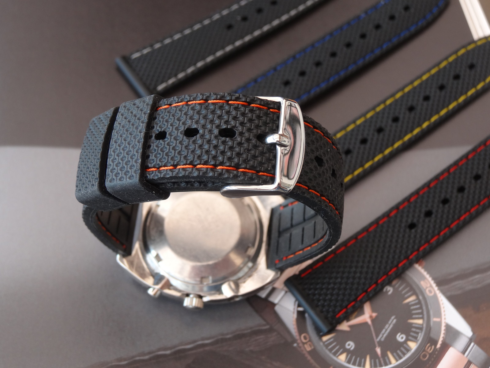 RUBBER THICK DIVE STRAP BAND FOR OMEGA + FREE SPRING BAR SET INCLUDED