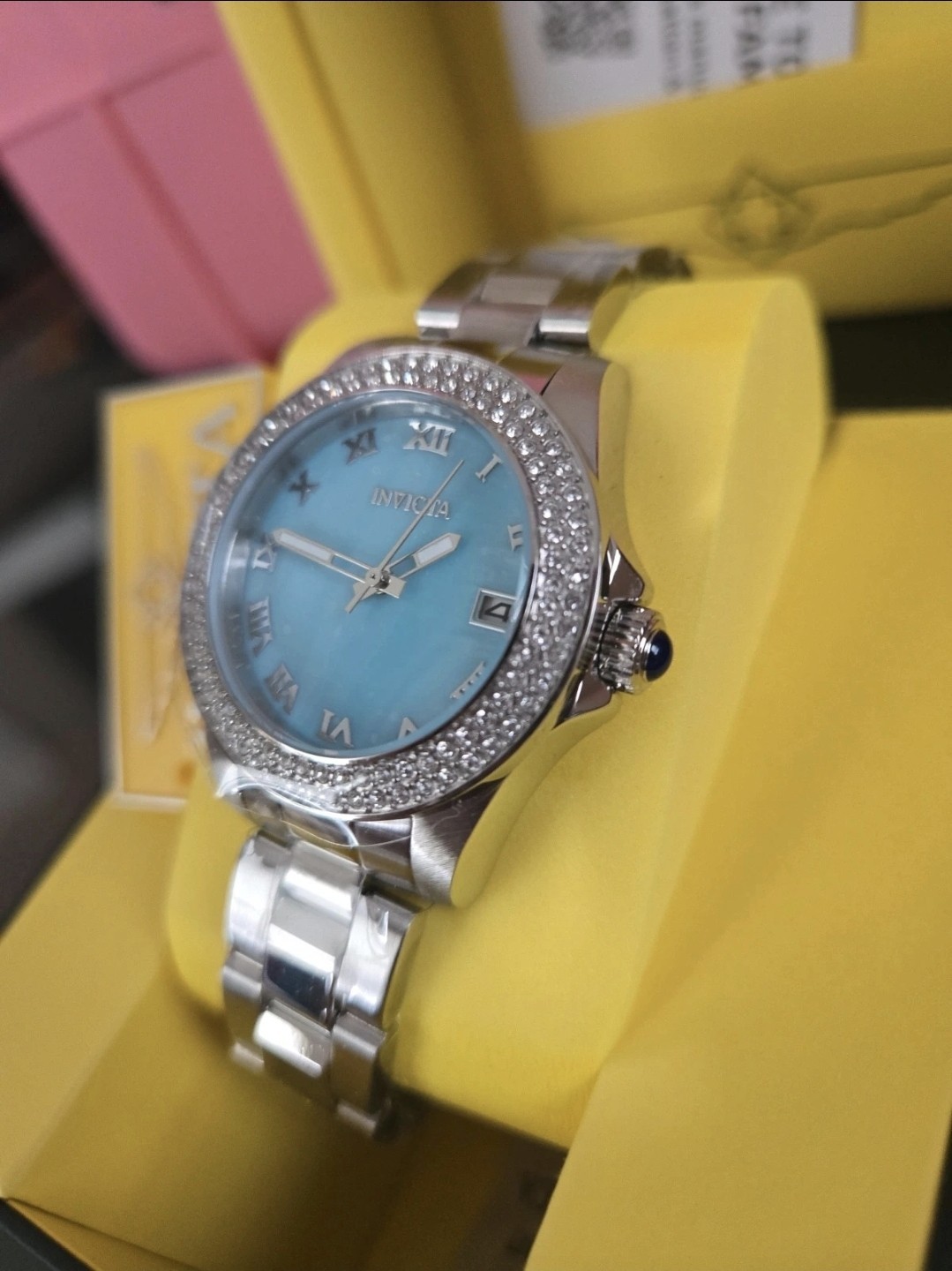 36051 Invicta Angel Women’s Mother Of Pearl Dial Austrian Crystal 34mm