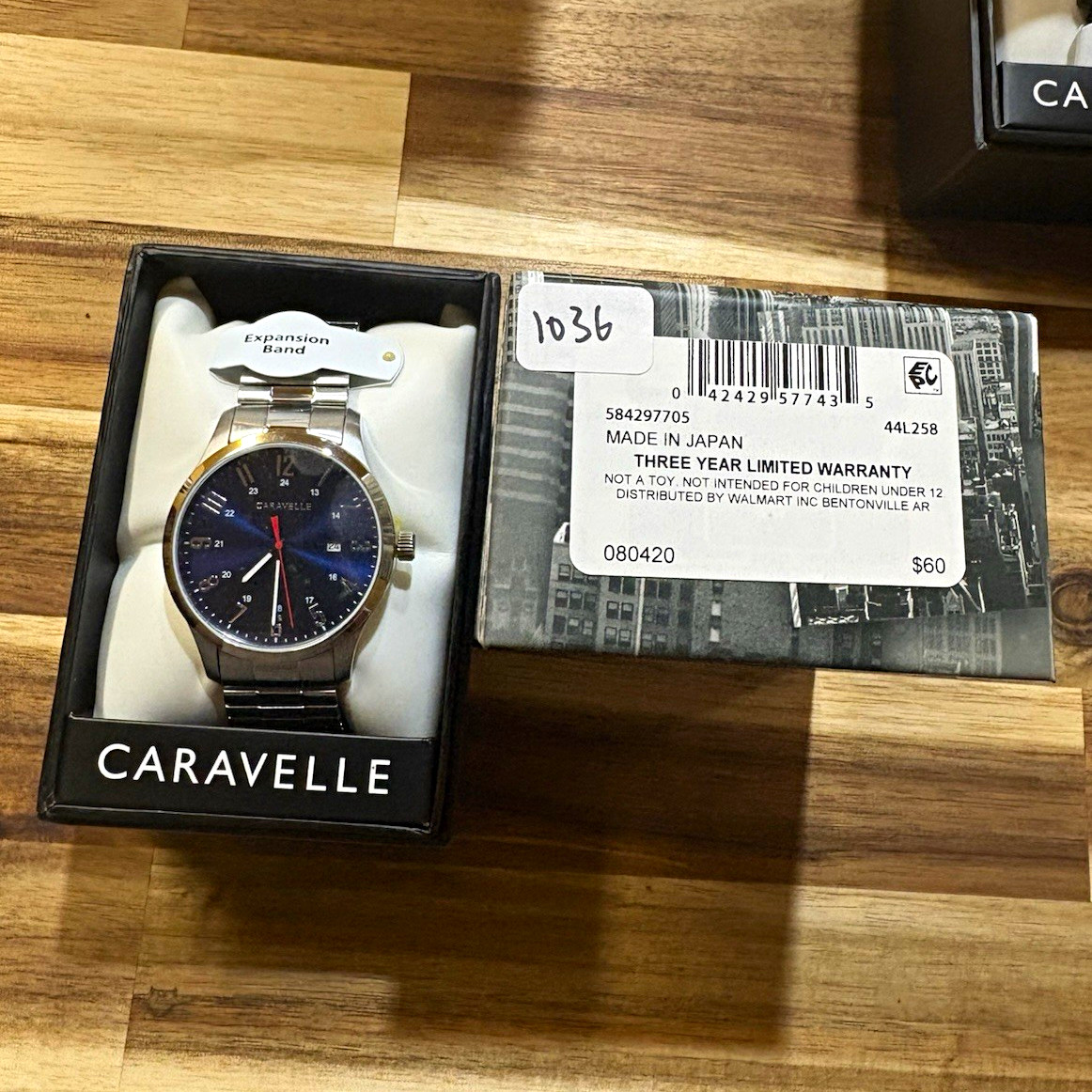 Caravelle Men’s Quartz Blue Dial Date Stainless Bracelet Watch w/ Box